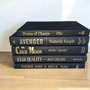 Decor Books Lot of 5 Black w/Gold Text  Hardcover Staging Set Rental Home Decor